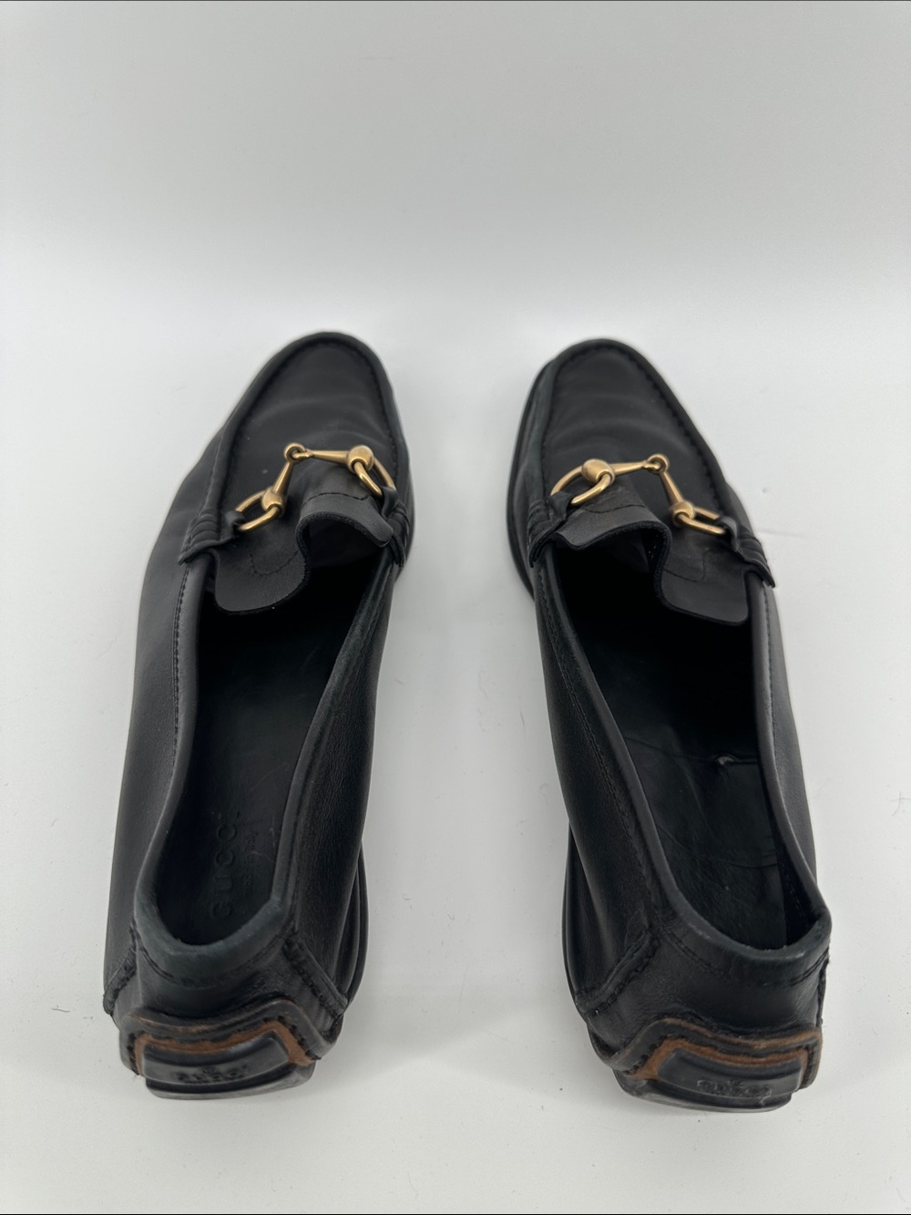 Vintage Gucci Black Leather Horsebit Loafers with Gold Hardware Women’s sz 11B - Picture 4 of 12